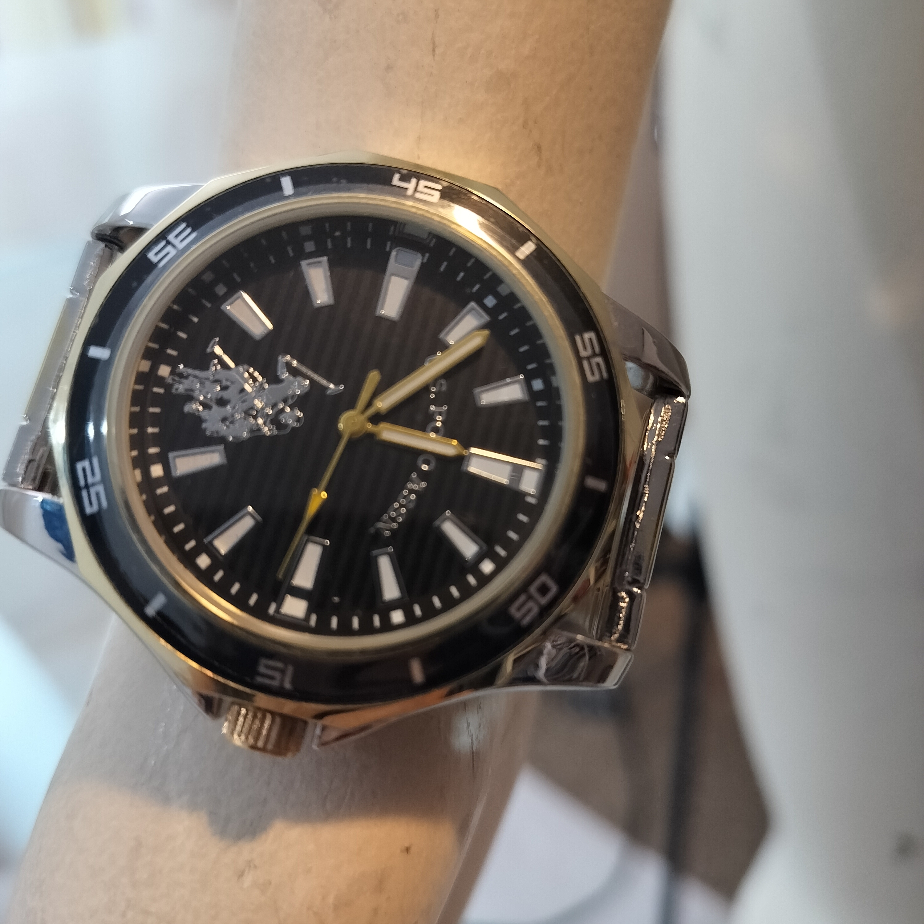 Other Stories Black Dial Stainless Steel Watch With Gold Hands